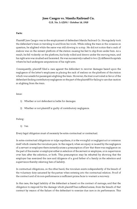 cangco vs mrr|Law School Noob: [CASE DIGEST] JOSE CANGCO v. MANILA .